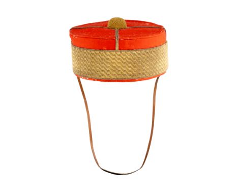 AN OFFICER~S PILLBOX FORAGE CAP OF AN INDIAN LANCER REGIMENTthe scarlet cap with a band of 1¾ in. gold |Bias and Stand| lace 