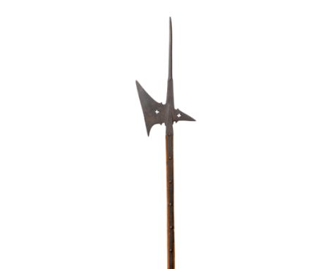 Ⓜ A GERMAN HALBERD, MID-16TH CENTURYwith terminal spike formed in two stages, the upper of diamond-section and the lower flat