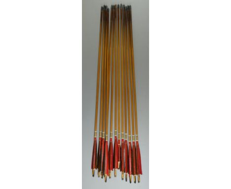 THIRTEEN ARROWS BY EDWARD MCEWEN, 20TH CENTURY AND A LARGE QUANTITY OF TARGET SHOOTING ARROWSwith iron tips, wooden hafts for