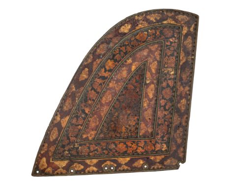 Ⓜ A RARE TIBETAN NECK-DEFENCE FOR A HORSE (CRINET), 15TH/17TH CENTURYformed of layers of fin-shaped leather panels joined by 
