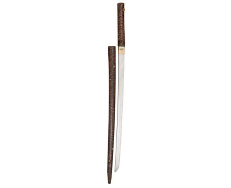 A JAPANESE SHIKOMIZUE (SWORD STICK); BLADE CIRCA 1750-1800, MOUNTED 19TH CENTURYthe straight shinogi zukuri blade mounted in 