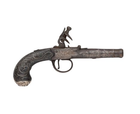 A 54 BORE SILVER-MOUNTED FLINTLOCK POCKET PISTOL SIGNED WATERS, BIRMINGHAM, 1779; A 54 BORE FLINTLOCK BOX-LOCK POCKET PISTOL 