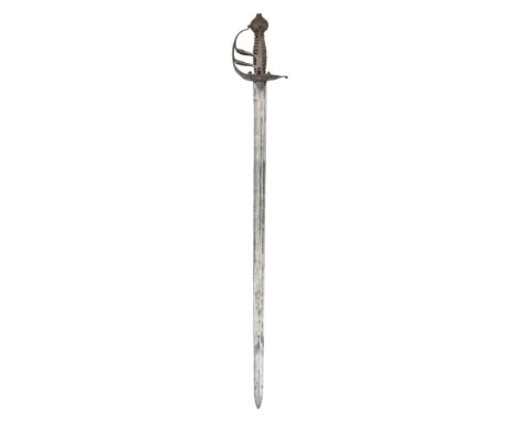 AN ENGLISH ~MORTUARY~ HILTED BACKSWORD, SECOND QUARTER OF THE 17TH CENTURYwith broad blade double-edged towards the point, st