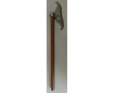 A NORTH INDIAN AXE, 19TH CENTURYwith head of moustache form, curved leading edge with reinforced rear points, engraved at the