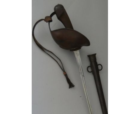 A 1908 PATTERN CAVALRY TROOPER~S SWORDof regulation type, with blade of T-section struck with Ordnance marks including broad 