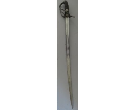 AN 1821 PATTERN LIGHT CAVALRY TROOPER~S SWORDof regulation type, with slightly curved blade, triple-bar hilt, wire-bound wood