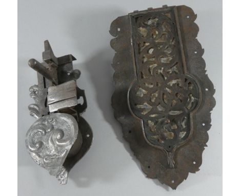 TWO GERMAN DOOR LOCKS, 17TH/EARLY 18TH CENTURYthe first with engraved shaped plate applied with a pierced and engraved copper