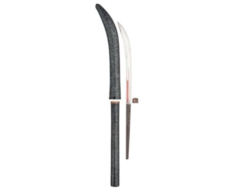 ‡ Ⓜ A JAPANESE NAGINATA BY MIZUTA KUNIMITSU, MID-17TH CENTURYin new shirasaya (resting scabbard); with a black lacquered hand