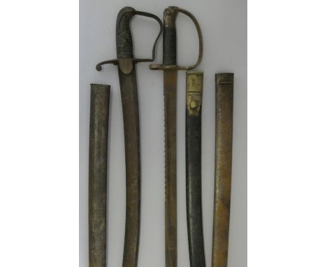 A 1796 PATTERN LIGHT CAVALRY SWORD; AN 1875 PATTERN ARTILLERY CARBINE BAYONET, AN 1856 PATTERN ENFIELD SWORD BAYONET; A FRENC