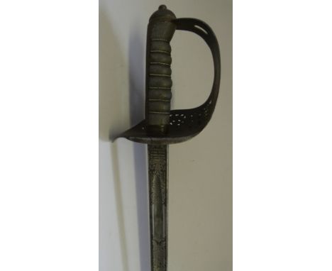 AN 1897 PATTERN NORTHUMBERLAND FUSILIER~S OFFICER~S SWORD BY WILKINSON NO. 69692 FOR 1951 AND A 22ND MIDDLESEX RIFLE VOLUNTEE