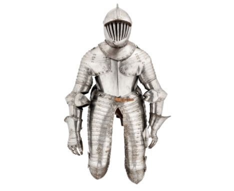 A COMPOSITE NORTH EUROPEAN CUIRASSIER'S ARMOUR, EARLY 17TH CENTURY, PREDOMINANTLY DUTCHcomprising heavy close helmet with rou