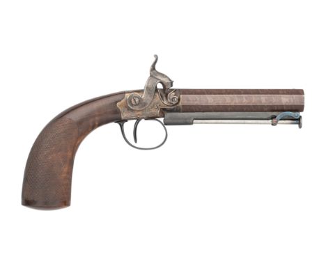 A 32 BORE PERCUSSION PISTOL SIGNED GURNEY, LONDON, BIRMINGHAM PROOF MARKS, CIRCA 1840with signed rebrowned twist sighted barr