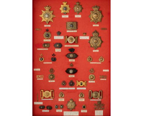 A GROUP OF ROYAL MARINES LIGHT INFANTRY HEADDRESS PLATES, CAP AND COLLAR BADGESincluding an officer~s extremely fine and rare