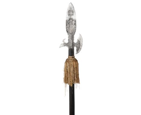 Ⓜ A GERMAN HALBERD FOR THE GUARD OF JOHANN WILHELM, DUKE OF SAXE-WEIMAR (1530-73), MID-16TH CENTURY; with leaf-shaped termina