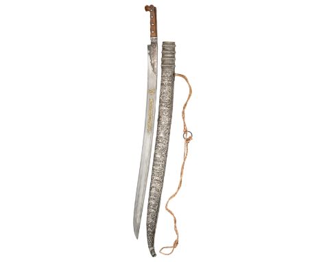 ‡ Ⓜ AN OTTOMAN SHORT SWORD (YATAGHAN), 19TH CENTURY, PROBABLY ALGERIAwith curved single-edged blade with a gold koftgari call