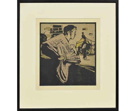 WILLIAM NICHOLSON (BRITISH 1872 - 1949), PAPERBOY woodblock print on paper from the 'London Types' series, 1898mounted, frame