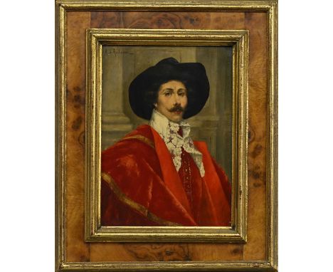 ALEXIS D'AMBROSSI (ITALIAN 19TH CENTURY), PORTRAIT OF A CAVALIER oil on board, signedframedimage size 32cm x 23cm, overall si