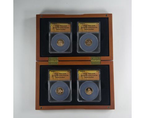 A set of four San Francisco Mint pennies. ANACS Graded and Slabbed PR69 DCAM. Collection includes Birth and Early Childhood i