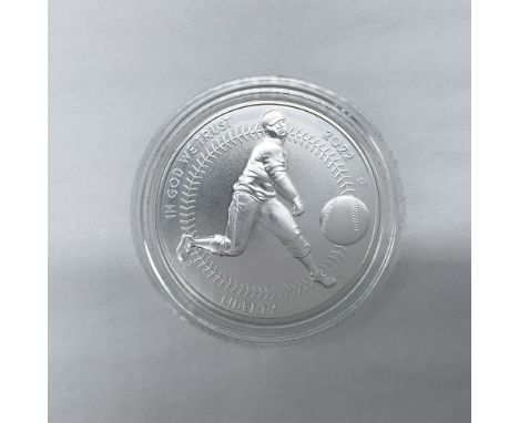 Philadelphia Mint. The obverse side depicts a pitcher in mid-throw with a baseball in the foreground. The reverse side shows 