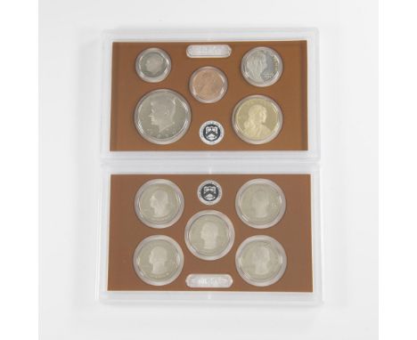 Two US Mint protective cases, each contains five San Francisco Mint Proof coins. Also includes one special edition 2020 West 
