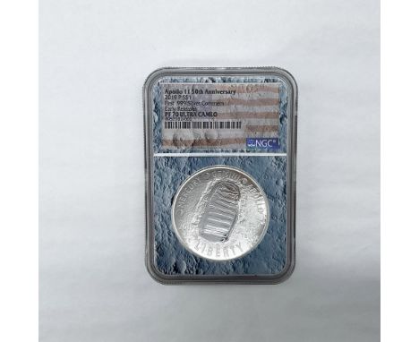 NGC Graded Slabbed PF70 Ultra Cameo. First .999 Silver Commem. Early Releases. Philadelphia Mint. The obverse side features a