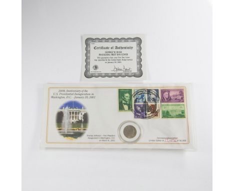 Limited edition. For inauguration of George W. Bush on January 20, 2001. With canceled stamps. This item has its original box