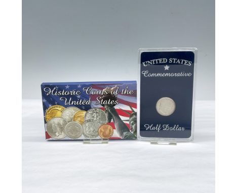 United States Commemorative Half Dollar. The obverse design features profiles of Washington and Coolidge. The reverse feature