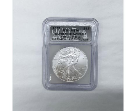 Certified First Day of Issue. ICG Certified number 1773 of14987. The obverse side depicts full length figure of Liberty in st