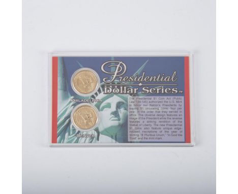 Philadelphia and Denver Mint. George Washington Uncirculated coins. Slabbed Inaugural Issue. The obverse side features a port