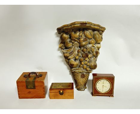 An early 20th century Seth Thomas alarm clock raised on brass bracket feet (h. 10cm x w. 9cm) (not tested) together with a Ch