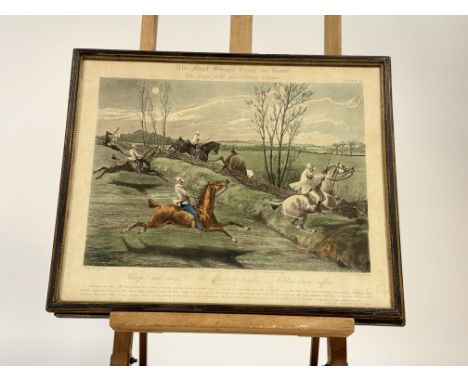 A set of four coloured after engravings after Henry Alken (British 1784-1851) engraved by J.Harris, - "The First Steeple-Chac