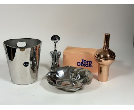 A collection kitchen accessories comprising, a collection of three Alessi (Italian) stainless steel wares comprising a champa