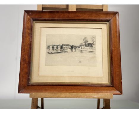 After James McNeill Whistler (1834-1903), Chelsea, etching, unsigned, in a glazed wooden frame. (19.5cmx24cm)