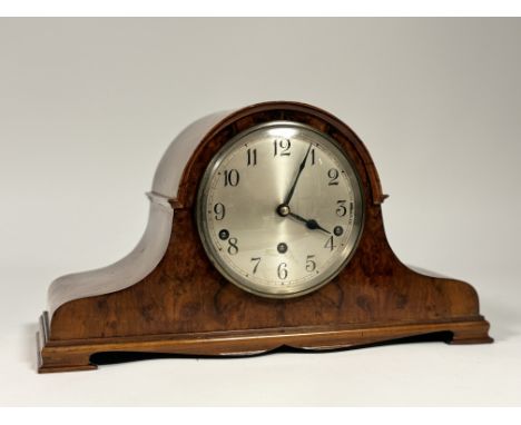 A Garrad Westminster chime 1920's/30's napoleon hat wooden mantel clock, with pendlum. (