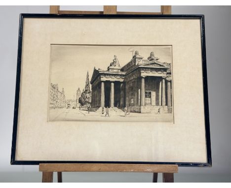 Robert Houston R.S.W (Scottish 1891-1940), Scottish National Gallery, etching, unsigned, paper label verso, in a glazed frame
