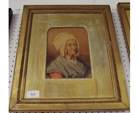 A 19th century watercolour portrait of continental or Breton woman in white headdress 20 x 16cm