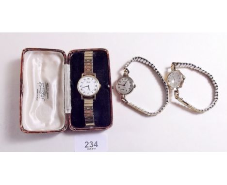 A 9ct gold ladies Rotary wrist watch, another Rotary wrist watch and a Pulsar watch 