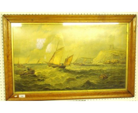 A Victorian shipping print in maple frame - 40 x 70cm