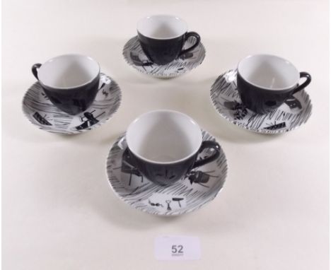 A Ridgways Homemaker set of four coffee cups and saucers