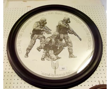 A limited edition SAS print no. 254/300 (issued only to SAS members) - cut down to a circle and framed
