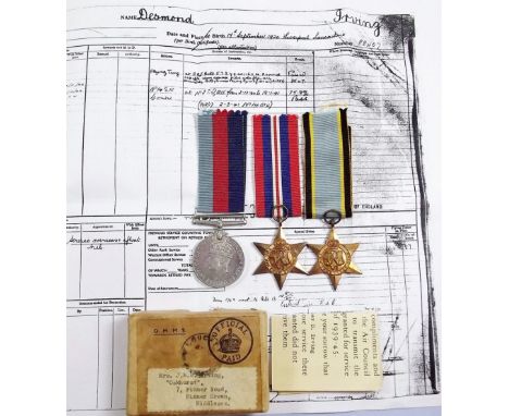 A WWII RAF medal group issued posthumously to D.Irving with entitlement slip, original box with copies of documents showing m