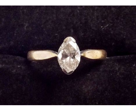 An 18ct gold ring set marquise cut diamond approx. .3 carats