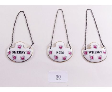 A set of three Royal Adderley porcelain decanter labels 