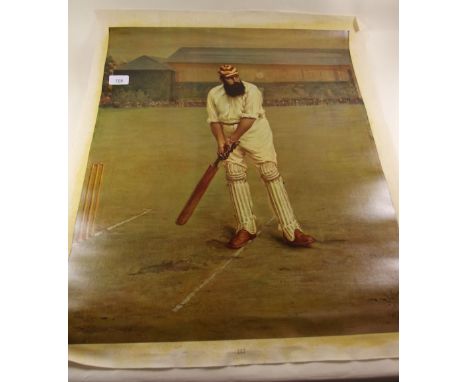 An oilegraph of W.G Grace playing cricket , 24 x 20"