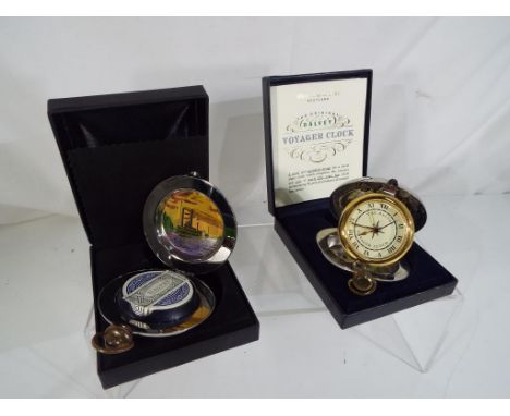 Grants of Dalvey, Scotland - a Voyager Clock, travel alarm clock with certificate and Dalvey novelty pack of circular playing