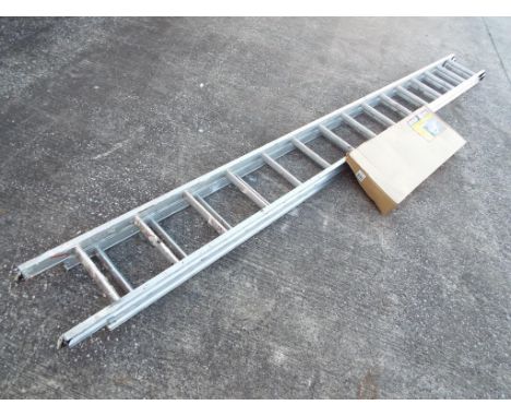 An extending aluminium ladder, 4.2 m closed, 7.71 m extended, and a roof hook [2]