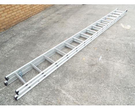 An extending aluminium ladder, 4.2 m closed, 7.71 m extended