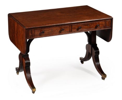 Y A REGENCY MAHOGANY SOFA TABLE ATTRIBUTED TO GILLOWS, CIRCA 1820 With turned solid rosewood handles, one drawer with retaile