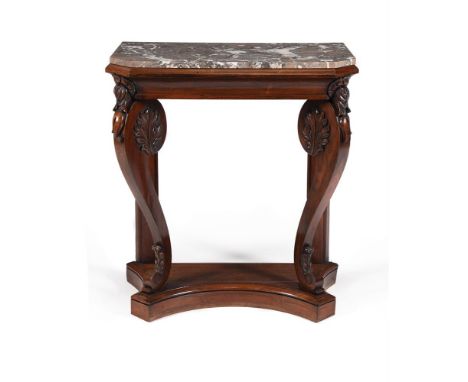 Y A GEORGE IV ROSEWOOD CONSOLE TABLE CIRCA 1825, IN THE MANNER OF GILLOWS88cm high, 78.5cm wide, 44cm deep TOGETHER WITH A GE