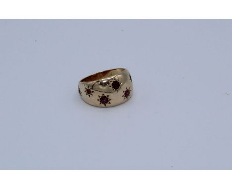 A Gypsy set ruby ring, unmarked yellow metal, 6 gm&nbsp;approximately&nbsp;